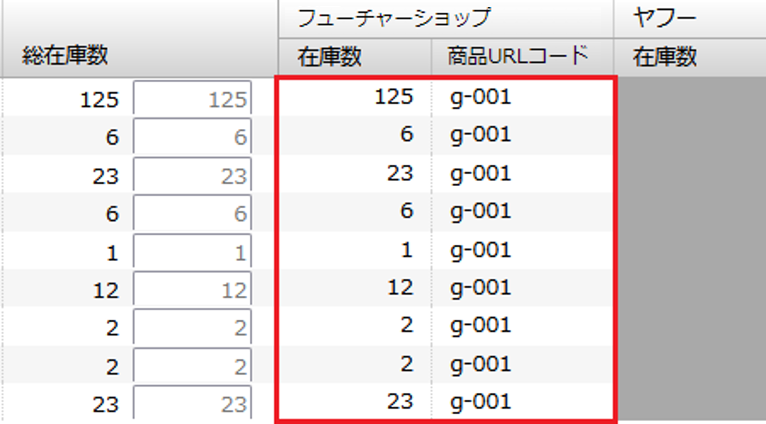 商品データ反映後の画面表示